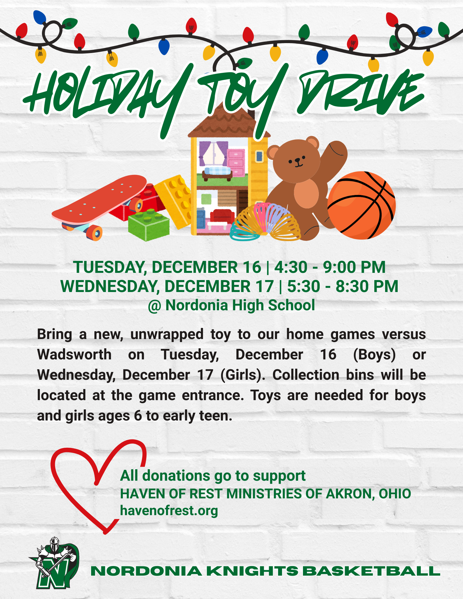 2025 12 Nordonia Basketball Toy Drive Photo